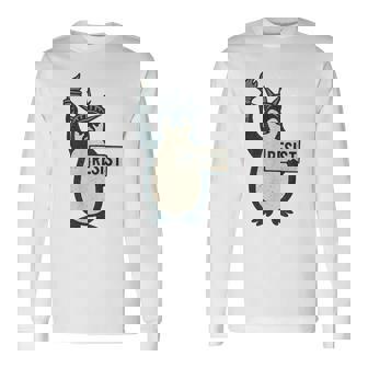 Penguin Resist Penguins Protest Graphic Vintage Long Sleeve T-Shirt | Seseable UK