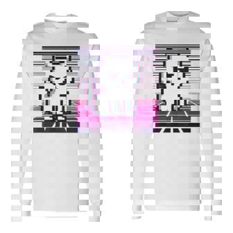 Pixelated Retro Gaming 8-Bit Minimalist Nostalgic Cat Art Long Sleeve T-Shirt - Monsterry