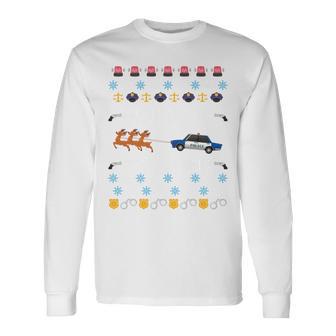 Police Navidad Ugly Christmas Sweater Police Christmas Langarmshirts - Geschenkecke