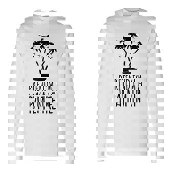 Pretend I'm A Palm Tree Easy Lazy Halloween Costume 2024 Long Sleeve T-Shirt | Mazezy