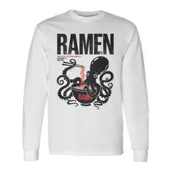 Ramen Anime Manga Kawaii Otaku Fashion Backprint Streetwear Gray Langarmshirts - Geschenkecke