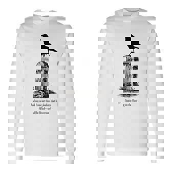 The Raven El Cuervo Poe Usher Lápida Gótico Nevermore Oscuro Camiseta de manga larga - Regaloses