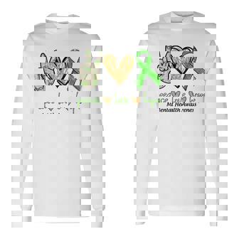 Regalos De Concientización Sobre Salud Mental Green Peace Love Hope Camiseta de manga larga - Regaloses