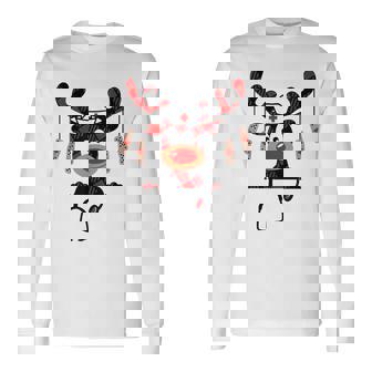 Reindeer Scrubs Christmas Scrub Top Rubber Gloves Nurses Long Sleeve T-Shirt - Monsterry