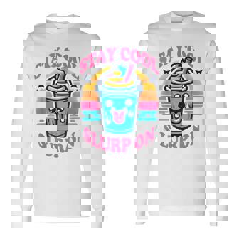 Restez Cool Slurp On Frozen Ice Drink Parodie T-shirt à manches longues - Cadeauxyz