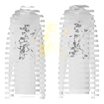 Retro Divertido Guitarra Gato Rock Gato Tocando La Guitarra Camiseta de manga larga - Regaloses