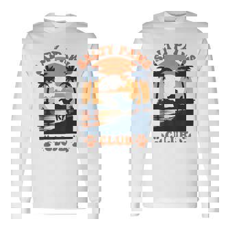 Retro Dog Beach Day Salty Paws Print Summer Ocean Sunset Long Sleeve T-Shirt - Monsterry