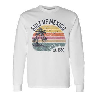 Retro Gulf Of Mexico Long Sleeve T-Shirt - Thegiftio UK