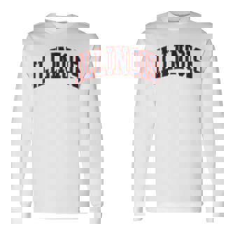 Retro Illinois Vintage Illinois Blue Orange Throwback Il Long Sleeve T-Shirt - Thegiftio