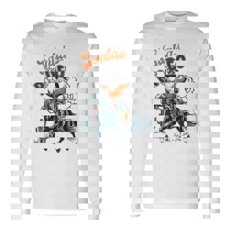 Santa's Rodeo Country Western Christmas Santa Claus Cowboy Long Sleeve T-Shirt - Monsterry