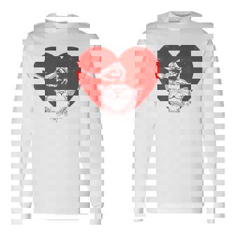 Skeleton And Cat Valentine's Heart Cats Kitten Lovers 2025 Long Sleeve T-Shirt - Monsterry
