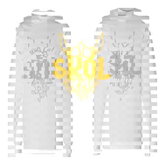Skol With Helmet And Beard Distressed Long Sleeve T-Shirt - Seseable