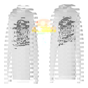Sunshine And Good Wine Beach Retro 70s Vintage Vacation Long Sleeve T-Shirt - Monsterry