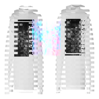 Synthwave City Tokyo Japanaporwave Esthétique Japonais T-shirt à manches longues - Cadeauxyz
