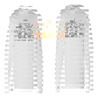 Team TK Wildflower Retro Teacher Daisy Colorful Back School Long Sleeve T-Shirt - Monsterry
