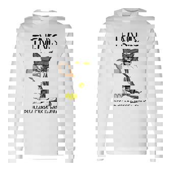 Tennis Because Murder Is Wrong Cat Plays Tennis Long Sleeve T-Shirt - Monsterry