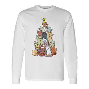 Ugly Christmas Sweater Cat Tree Christmas Cat Long-Sleeved Langarmshirts - Geschenkecke