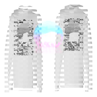 Vaporwave Bison Animal Aesthetique 90S Retro American Buffalo T-shirt à manches longues - Cadeauxyz