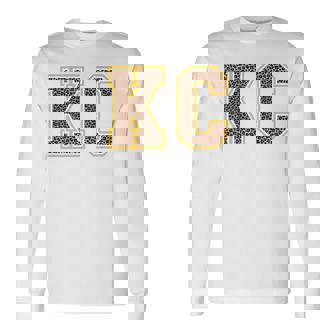 Women's Kc Kansas City Pride Leopard Print 2 Letter Retro Kc Long Sleeve T-Shirt - Thegiftio