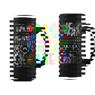 100 Days In School Piece Of Cake Teachers Students Graphic Print Coffee Mug - Monsterry