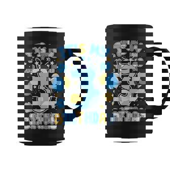 3Rd Birthday Boy Blue Dog Theme Party Three Cool 3 Year Old Coffee Mug - Monsterry