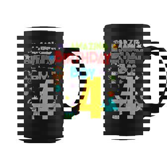 4 Year Old Circus Birthday Shirt Amazing Birthday Boy Four Graphic Print Coffee Mug - Monsterry