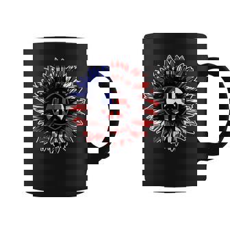 4th Of July Sunflower Peace Sign Tshirt American Flag Graphic Print Coffee Mug - Monsterry