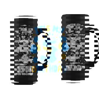 5Th Birthday Boy Blue Dog Theme Party Five Cool 5 Year Old Coffee Mug | Seseable UK