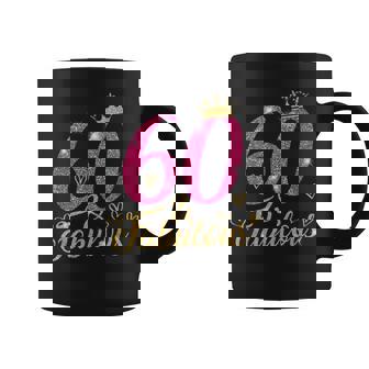 60 & Fabulous 60 Year Old 60th Birthday Pink Crown Graphic Print Coffee Mug - Monsterry