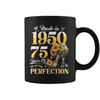 75Th Birthday Floral Made In 1950 75 Years Old Sunflower Taza de café - Regaloses