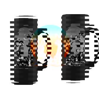 African Painted Wild Dogs Sunset Moon Wild Dog Lovers Graphic Print Coffee Mug - Monsterry