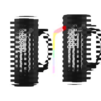 American Flag Hockey LGBT-Q Rainbow Bat Gay Pride Ally Graphic Print Coffee Mug - Monsterry
