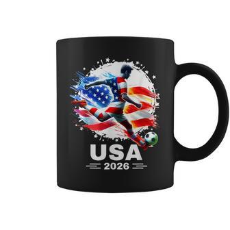 American Flag On Soccer Ball 2026 Cup Soccer 2026 T-Shirt Graphic Print Coffee Mug - Monsterry