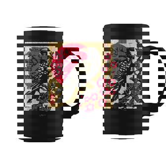 Art Japonais Corbeau Graphiqueintage Fleur De Cerisier Tasse - Cadeauxyz