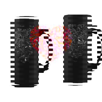 Artistic Heart Of Floral Shapes Valentines Day Tank Top Graphic Print Coffee Mug - Monsterry