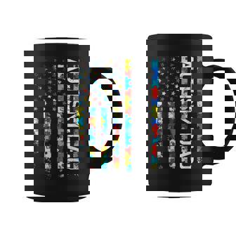 Autism Awareness Dad Usa Flag Fathers Day Coffee Mug - Monsterry