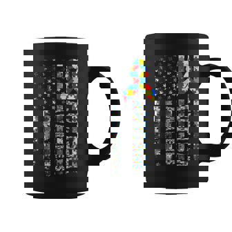 Autism Awareness Mom Dad Usa Flag Autism Coffee Mug | Mazezy
