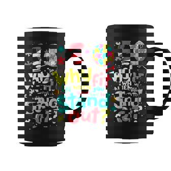 Autism Awareness Why Fit In Doctor Teacher Cat In Hat Cool Coffee Mug - Seseable
