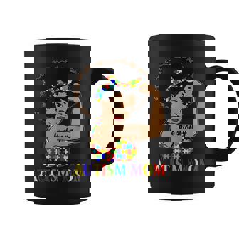 Autism Mom Afro Mother Black Puzzle Piece Autism Color Coffee Mug | Mazezy
