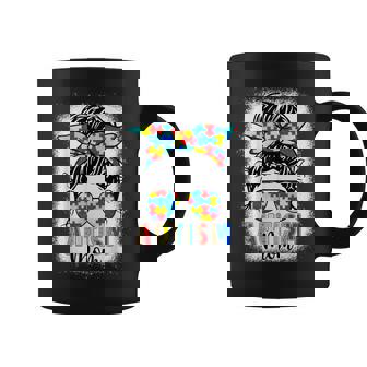 Autism Mom Life Messy Bun Bleached For Mom Coffee Mug - Thegiftio UK