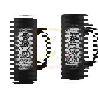 Autism Mom Messy Bun Puzzle Piece Awareness Coffee Mug | Mazezy