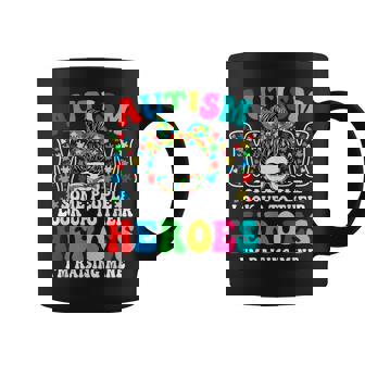 Autism Mom Raising Hero Groovy Messy Bun Autism Awareness Coffee Mug - Thegiftio UK