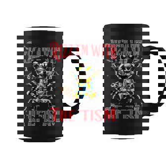 Autism Rizz Em With The Tism Meme Autistic Racoon Hand Rock Coffee Mug - Monsterry