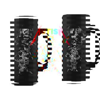 Autism Skeleton Guitar Player Rock Music Autism Awareness Coffee Mug - Seseable