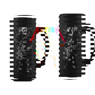 Autism Skeleton Guitar Rock Music Lover Autism Awareness Coffee Mug - Thegiftio UK