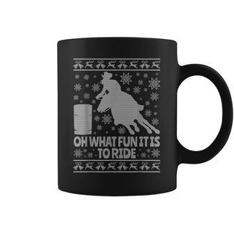 Barrel Racing Ugly Christmas Horse Race Rodeo TShirt Graphic Print Coffee Mug - Monsterry