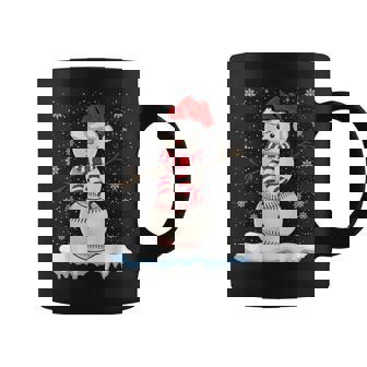 Baseball Ball Xmas Santa Snowman Baseball Christmas Graphic Print Coffee Mug - Monsterry