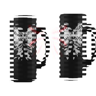 Baseball Coquette White Bow Sports Girl Coffee Mug - Seseable