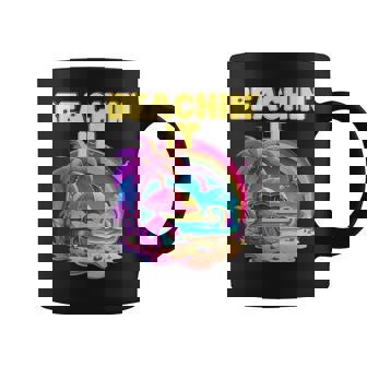 Beachin It Retro 80s Summer Colorful Beach Rainbow Trendy Graphic Print Coffee Mug - Monsterry