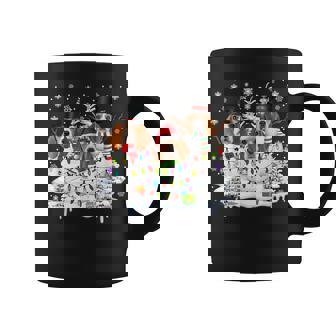 Beagles In Snowman Christmas Lights Snowman Santa Beagle Dog Graphic Print Coffee Mug - Monsterry